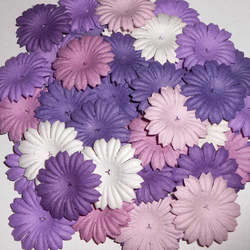 Papierblumen-Set lila 50 Stück - Maulbeerpapier