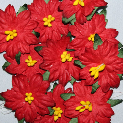 Papierblumen Weihnachtsstern rot - PoinSettia (10 St.) -...
