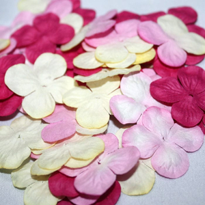 Papierblumen Hortensie gelb / pink / rosa - Maulbeerpapier