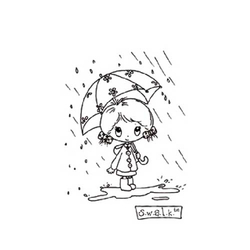 Stempel Mädchen mit Regenschirm