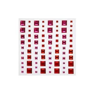 Strasssteine viereckig rot/pink - selbstklebend 80 Stück*