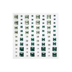 Strasssteine viereckig grün - selbstklebend 80 Stück*
