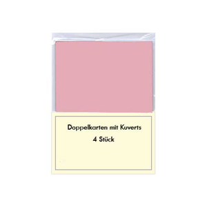 Blanko Grußkarten-Set rosa 4 Stück mit Umschlag