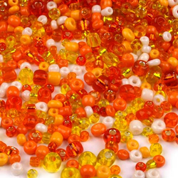 Rocaille Perlen Mix orange/gelb/weiß 20g