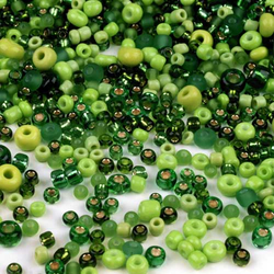 Rocaille Perlen Mix hellgrün/dunkelgrün 20g