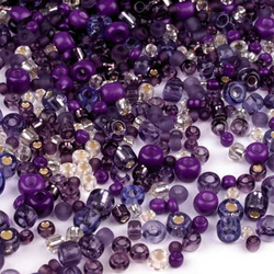 Rocaille Perlen Mix lila/transparent 20g