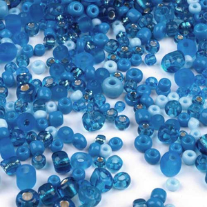 Rocaille Perlen Mix blau/hellblau 20g