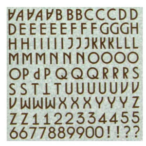 Chipboard Buchstaben ABC braun mit Glitter 112 St.