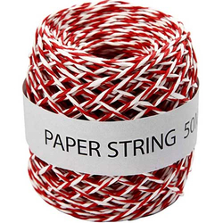 Papierschnur Twine rot/weiß 50 Meter