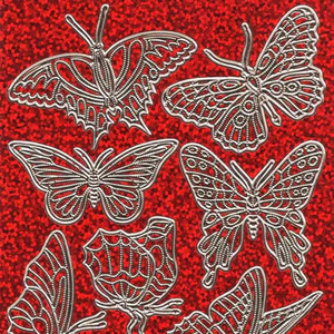 Glitzersticker Schmetterling rot