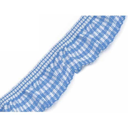 Rüschengummi Vichy Karo blau/weiß elastisch 20 mm
