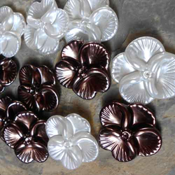 Blumen-Perlen braun / weiß 12 tlg.