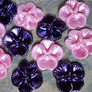 Blumen-Perlen rosa / lila 12 tlg.