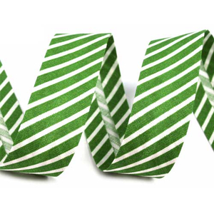 Schrägband Streifen grün-weiß 20 mm Baumwolle