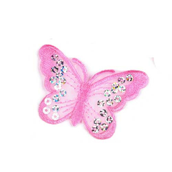 Aufbügler Schmetterling mit Pailletten rosa - 5,5 x 8 cm