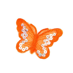 Aufbügler Schmetterling mit Pailletten orange - 5,5 x 8 cm