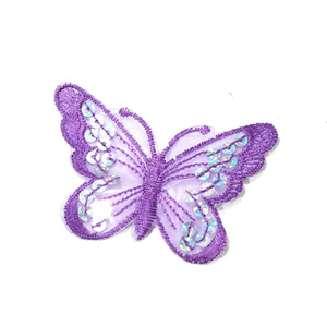 Aufbügler Schmetterling mit Pailletten lila - 5,5 x 8 cm