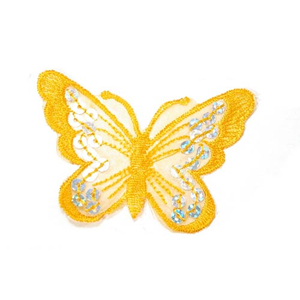 Aufbügler Schmetterling mit Pailletten gelb - 5,5 x 8 cm