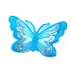 Aufbügler Schmetterling mit Pailletten türkis - 5,5 x 8 cm