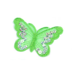 Aufbügler Schmetterling mit Pailletten grün - 5,5 x 8 cm