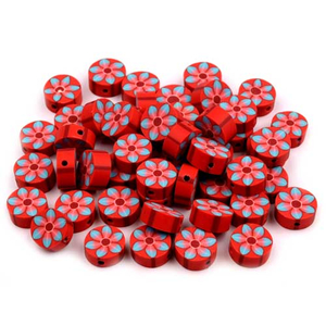 Fimo-Perle Blume rot 11 mm