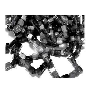 Strang Glas-BruchStücke Cateye schwarz/grau 80 cm*