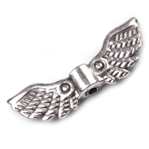 Metallperle Flügel silbern - 22 mm