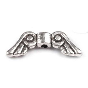 Metallperle Flügel silbern - 15 mm