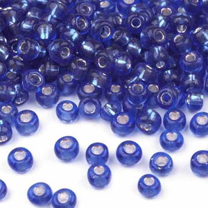 Rocailles blau 50g rund 4 mm (6/0) - silbereinzug