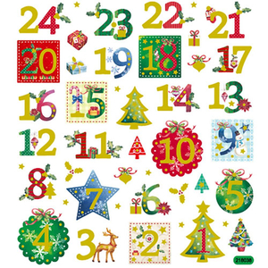 Sticker Kalenderzahlen Adventskalender Metallic
