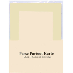 Passepartout Karten Rechteck creme 4 Stück mit Umschlag