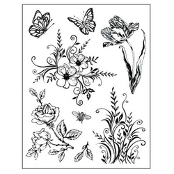 Motivstempel Schmetterlinge & Blumen*