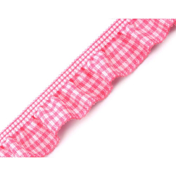 Rüschengummi Vichy Karo rosa/weiß elastisch 20 mm