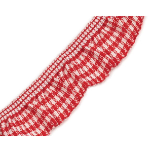 Rüschengummi Vichy Karo rot/weiß elastisch 20 mm