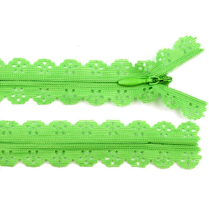 Reißverschluss Spitze grün 3 mm 16 cm