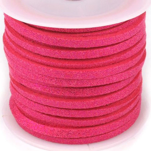 Band Kunstwildleder Veloursband pink mit Glitzer 3 mm - 5 m