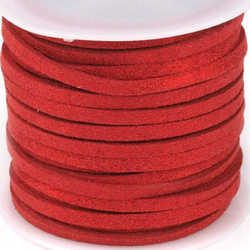 Band Kunstwildleder Veloursband rot mit Glitzer 3 mm - 5 m
