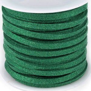 Band Kunstwildleder Veloursband grün mit Glitzer 3 mm - 5 m