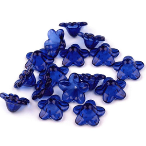 Kunststoffperlen Blume / Glockenblume blau - 45 Stück