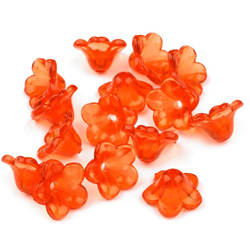 Kunststoffperlen Blume / Glockenblume orange - 45 Stück