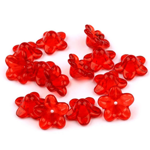 Kunststoffperlen Blume / Glockenblume rot - 45 Stück