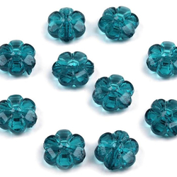 Kunststoffperlen Blume 10 mm - blau - 30 Stück