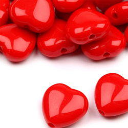 Acrylperlen Herz rot 13 mm - 24 Stück