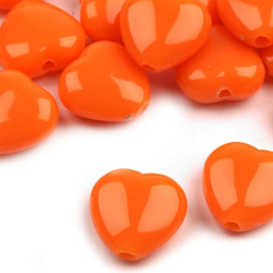 Acrylperlen Herz orange 13 mm - 24 Stück