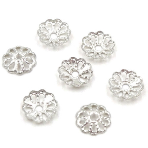 Perlenkappe Blüte silber 7 mm - 10 Stück