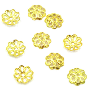 Perlenkappe Blüte gold 7 mm - 10 Stück