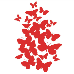 Bügelbild Schmetterlinge rot