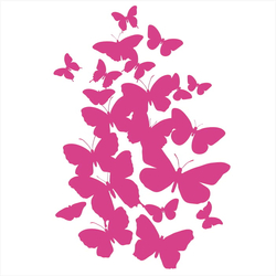 Bügelbild Schmetterlinge pink NEON