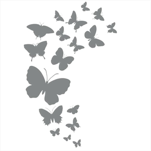 Bügelbild Schmetterlinge Schwarm grau