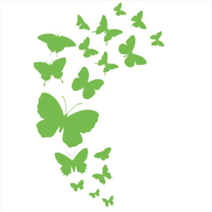 Bügelbild Schmetterlinge Schwarm grün NEON